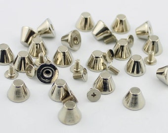 Silver 5 Pieces Punk Screw Bullet Conical Spots Metal Studs Rivet -  Garments Denim and Leathercraft on Battle Vests, jackets, wristbands