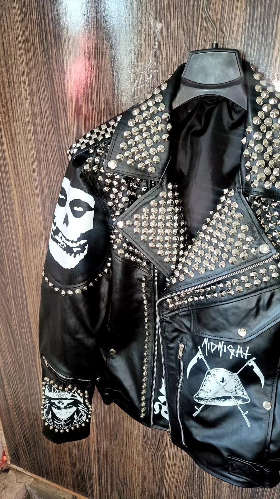 Buy Brando Aesthetic Studded Leather, Patches Gothic Men Jacket