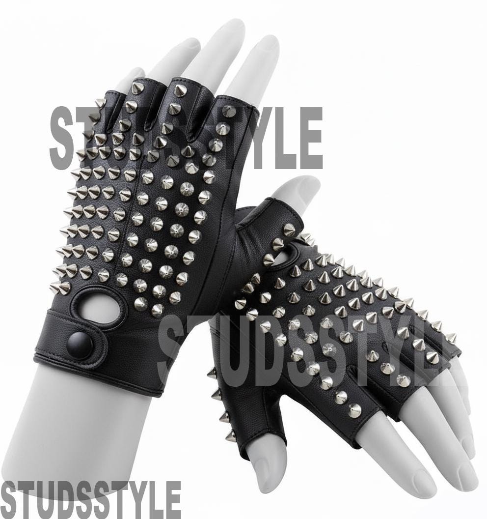 Street Rage Black Sheep Leather Gloves, Handmade Fingerless Biker