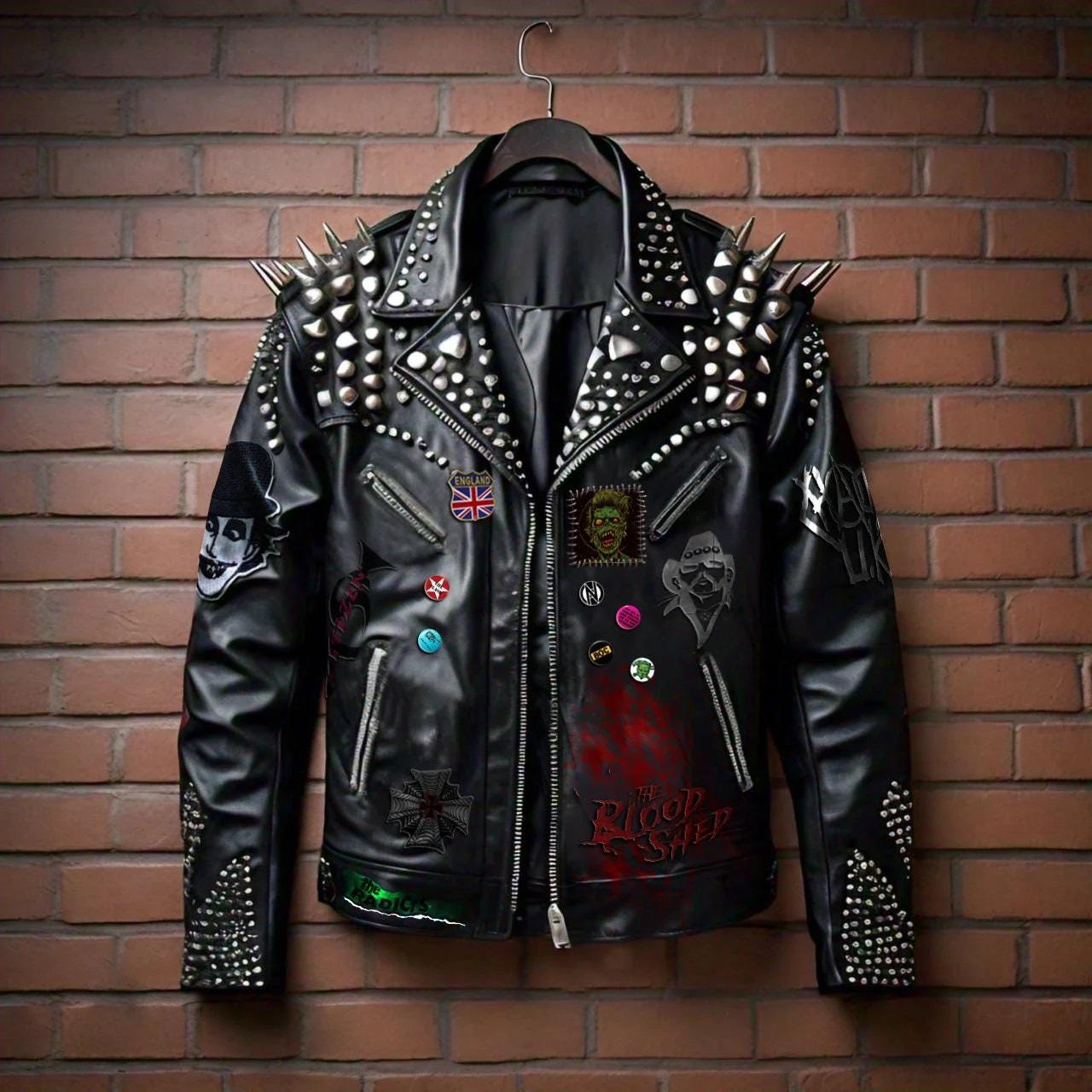 Biker Rock Metal Spikes Gothic Leather, Patches Party Edgy