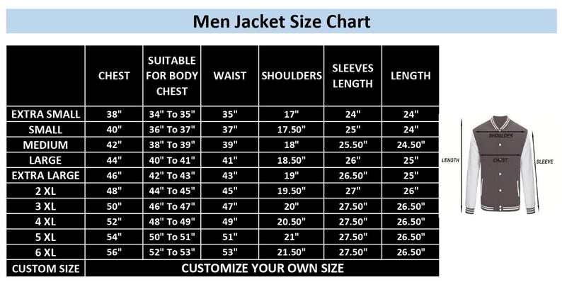 Men Studded Leather Patches Jacket Size Chart