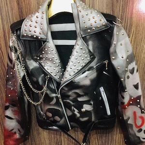 Motorbike Men Gothic Cone Studded, Punk Rock Brando Leather Jacket