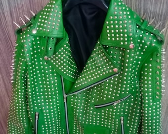Chaqueta Steampunk Punk Rock para hombre con tachuelas y borde gótico Brando
