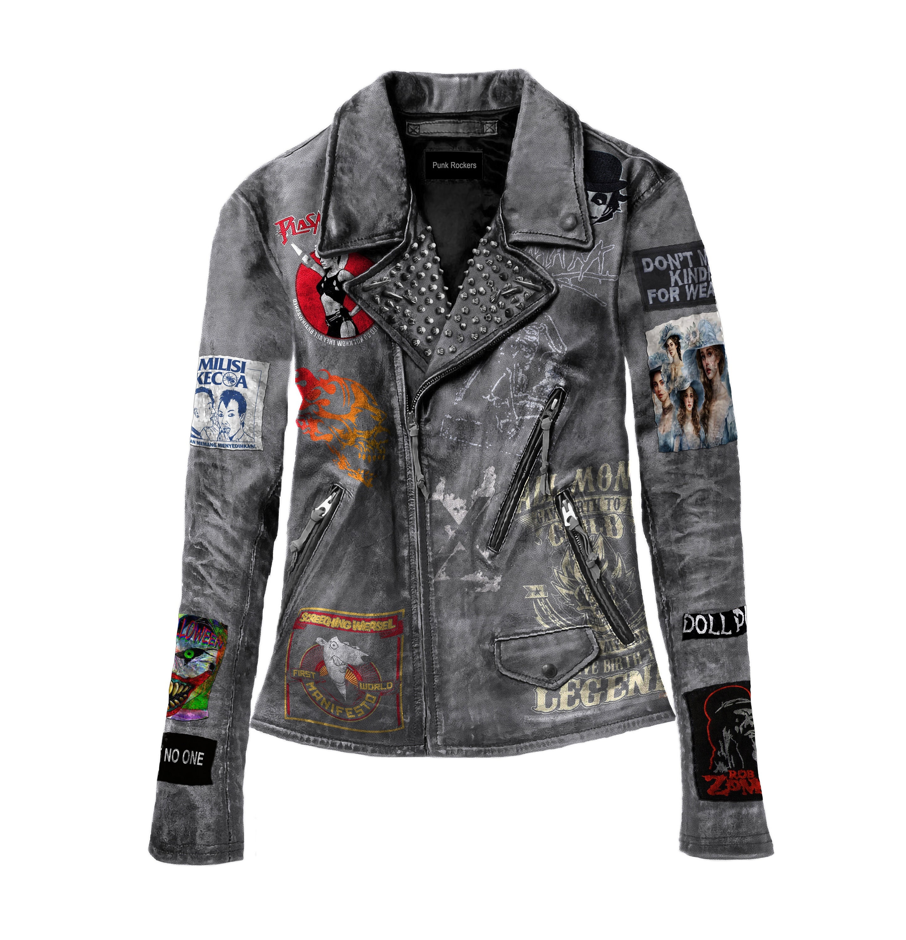 Industrial Women Studded Jacket, Biker's Spikes Aesthetic