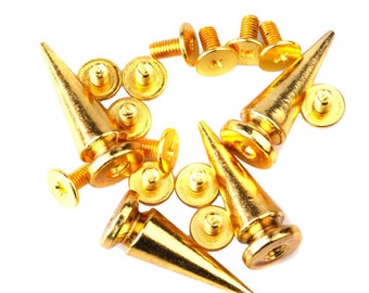 5 Tall Tree Spike Rivet Screwback Spots Gold Zinc Alloy Ornament -  For Denim and Leathercraft on Battle Vests, jackets, wristbands