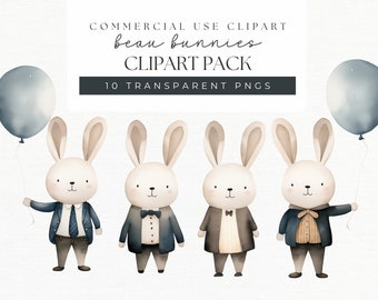 Niedliches Häschen Clipart | Aquarell Kaninchen PNG | Osterhase Clipart | Schrulliges Häschen | Tier Clipart | Kostüm | Kommerzielle Nutzung