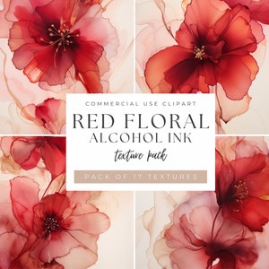 Red and Gold Alcohol Ink Digital Paper | Alcohol Ink Wash Clipart | Red Floral Digital Paper | Digital Scrapbook Paper | Commercial Use