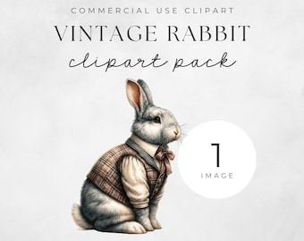 Vintage Easter Rabbits Clipart | Bunny PNG | Junk Journal | Hare Clipart  | Nursery Art | Card Making Images | Classic Bunny in Costumes