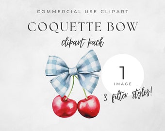 Trendy Coquette Bow PNG Coquette Clipart Cherry Plaid Bow Clipart Watercolor PNG Social Club PNG Valentines Day Clipart Girly Aesthetic