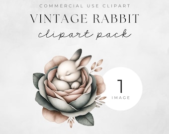 Sleeping Baby Bunny Clipart | Cute Nursery Print | Floral Bunny PNG | Watercolor Spring Graphics | Baby Animal Clipart | Easter PNG