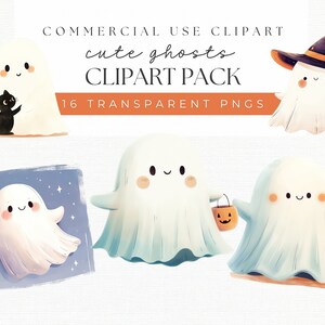 Lindo fantasma clipart / lindo Halloween fantasma gato clipart / acuarela otoño PNG / vibraciones espeluznantes / gato negro Halloween clipart / bruja fantasma PNG