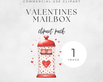 Cute Valentines Mailbox Clipart Retro Valentines Day Clipart Instant Download Valentines Heart PNG Cute Floral Vintage Mailbox