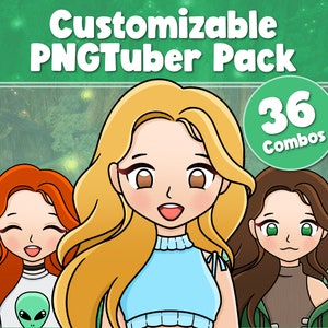 Customizable PNGtuber |  PNG Model for Twitch Youtube Kick Streamer  |  3 Hair Colors, 3 Outfits, 4 Eye Colors  |  Girl PNGtuber