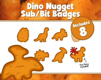 Dino Nuggies Twitch Sub Badges | Bit Badges | Emotes | Dinosaur Nuggets For Stream | YouTube Kick Discord | Funny Food Badges