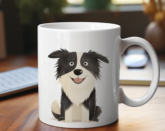 Border Collies Coffee Mug, Mug for Border Collie Owner, Sit Black Border Collie Print, Coffee Tea Cup, Mother's Day Gift - watercolor, 11oz