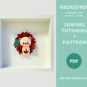 Hedgehog Felt Pattern PDF DOWNLOAD Sewing Pattern & Tutorial, Hedgehog Stuffed Animal Pattern, Valentine&#39;s day Gift
