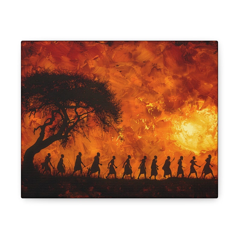 Extra Large African Wall Art Canvas Print, African Tribe Oil Painting