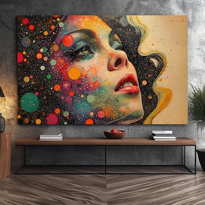 Decoración de bola de discoteca de los años 70, impresión de lienzo de arte de pared de una pieza de los años 70, pintura de lienzo femenino divino, decoración de la habitación de una adolescente
