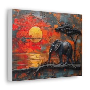 African Landscape Impasto Painting Large Wall Art, Dimensional Animal Textured Oil Painting, Trendy Canvas Painting Wall Art Gift For Home