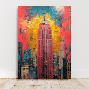 Arte mural de la ciudad de Chicago de moda de McM NYC, impresión en lienzo estilo póster rosa popular de la ciudad de Nueva York, plano de muebles pintados, decoración y estilo acogedores para el hogar