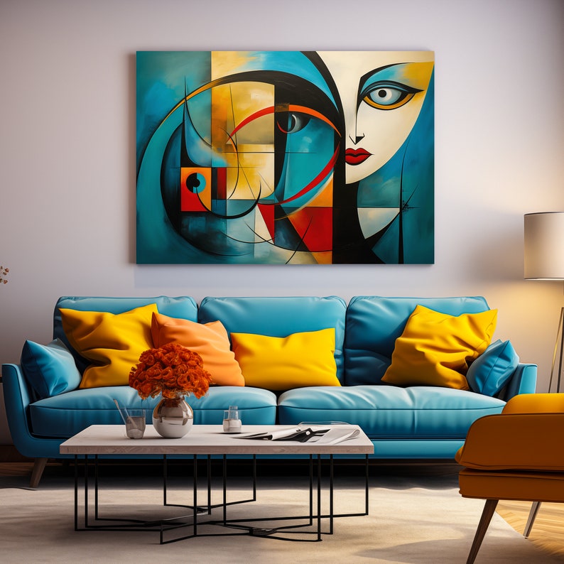 Modern Abstract Woman Face Canvas Print, Surreal Graffiti Wall Art - Etsy