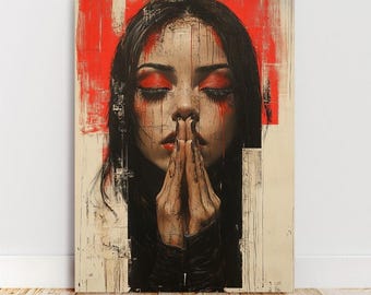 Custom Woman Portrait Oil Painting: Mid Century Modern Christian 3D Art