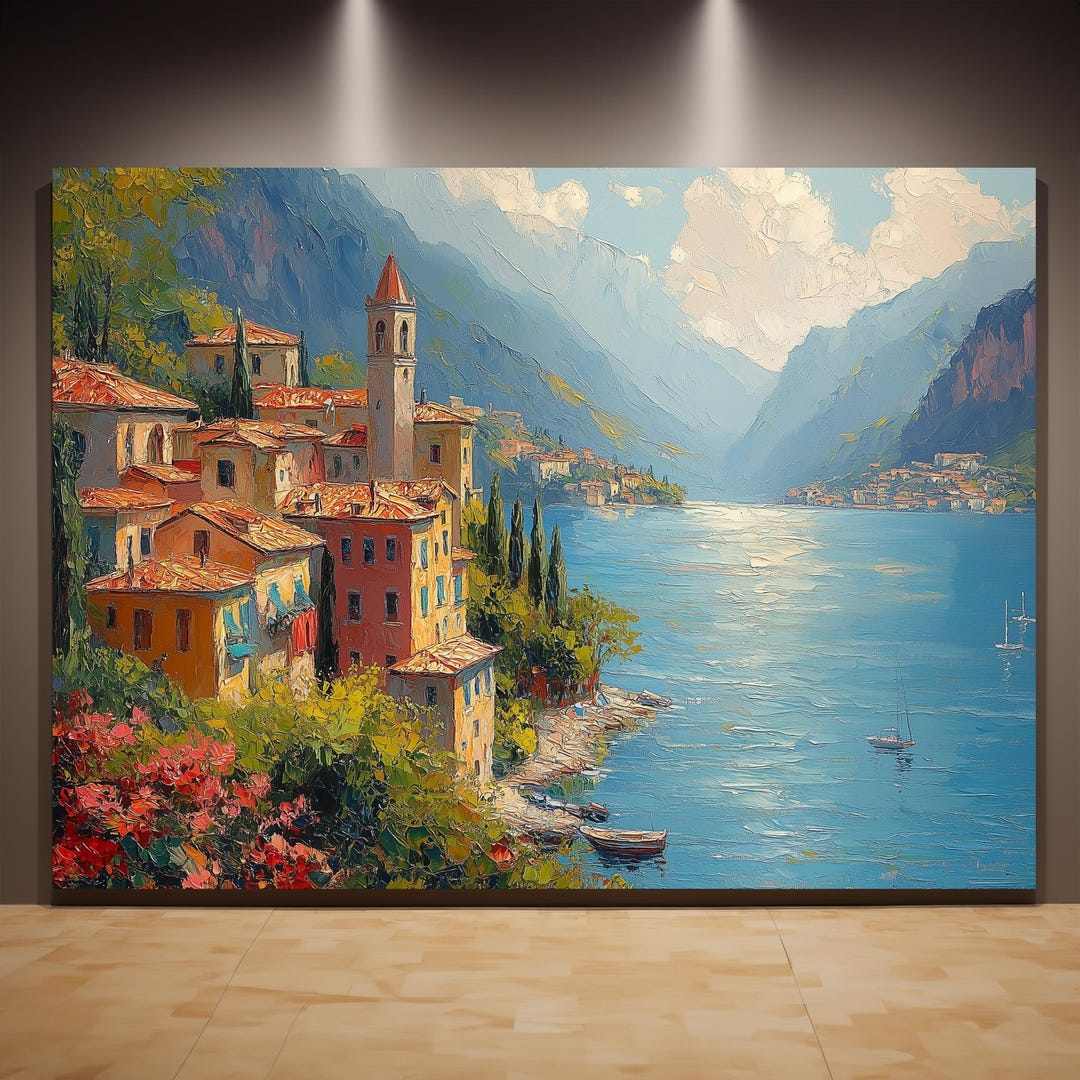 Italy Coastal Landscape Canvas Painting, Vintage Wall Art - Etsy