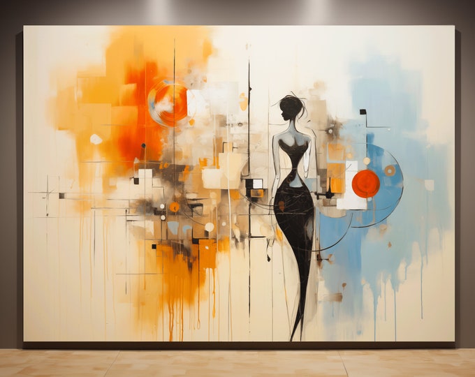 Featured listing image: Abstract Urban Wall Art Modern Women Figure Painting Canvas for Anniversary