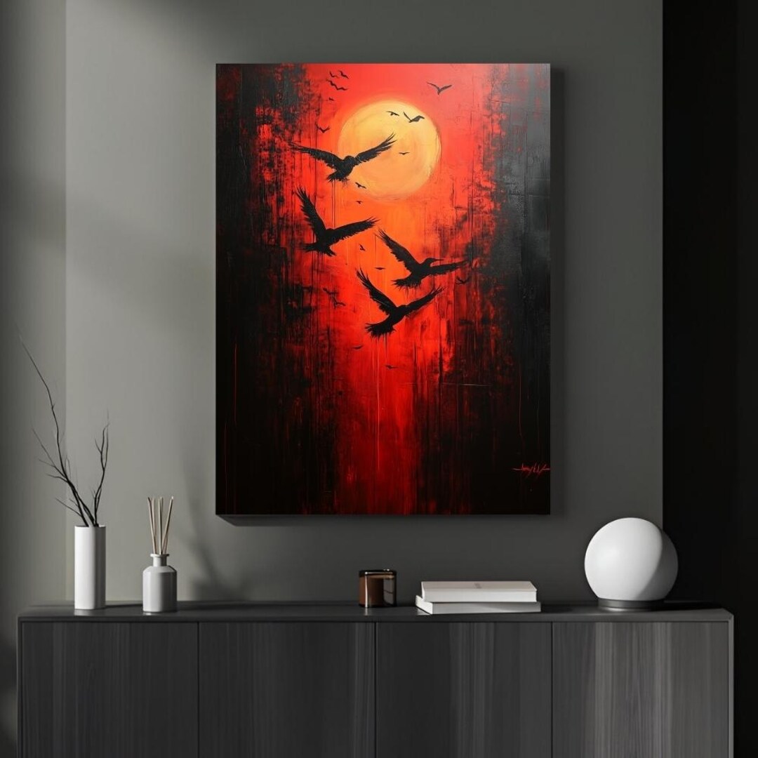 Dark Fantasy Gothic Raven Bird Extra Large Wall Art, Edgar Allan Poe ...
