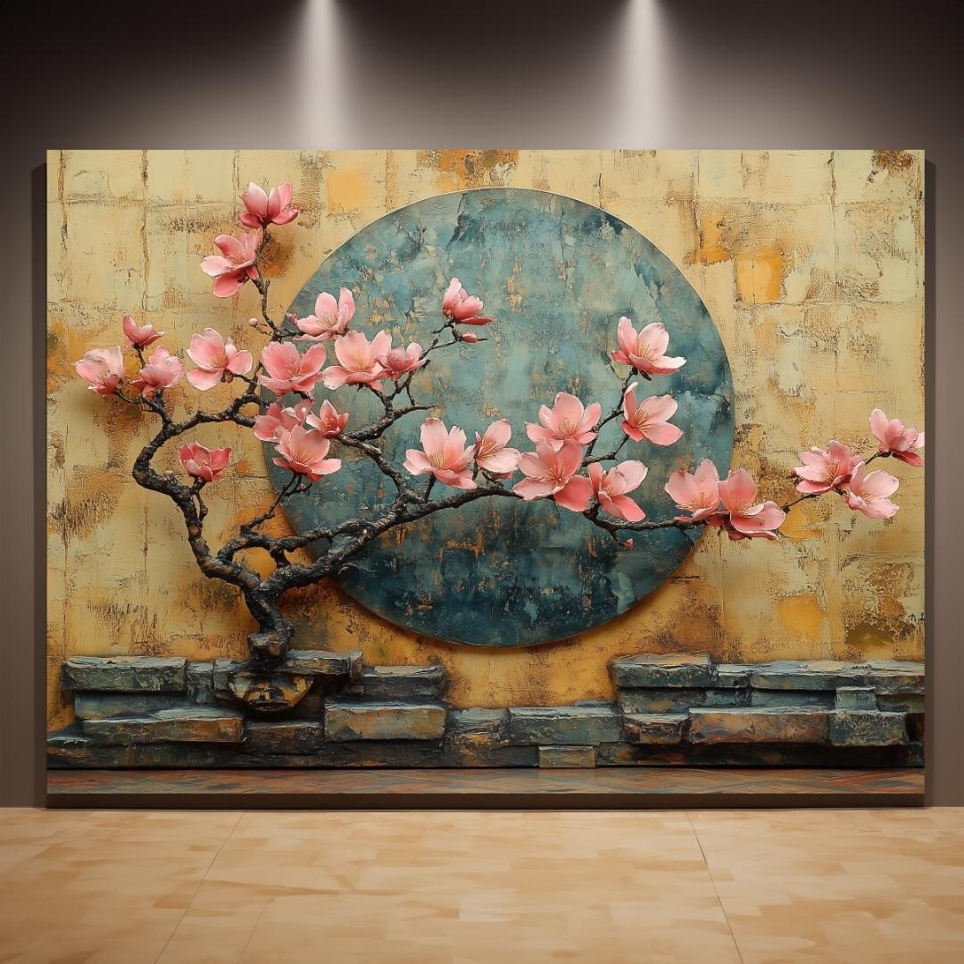 Zen Garden Pink Blossom Canvas Wall Art | Japandi Nature Print ...