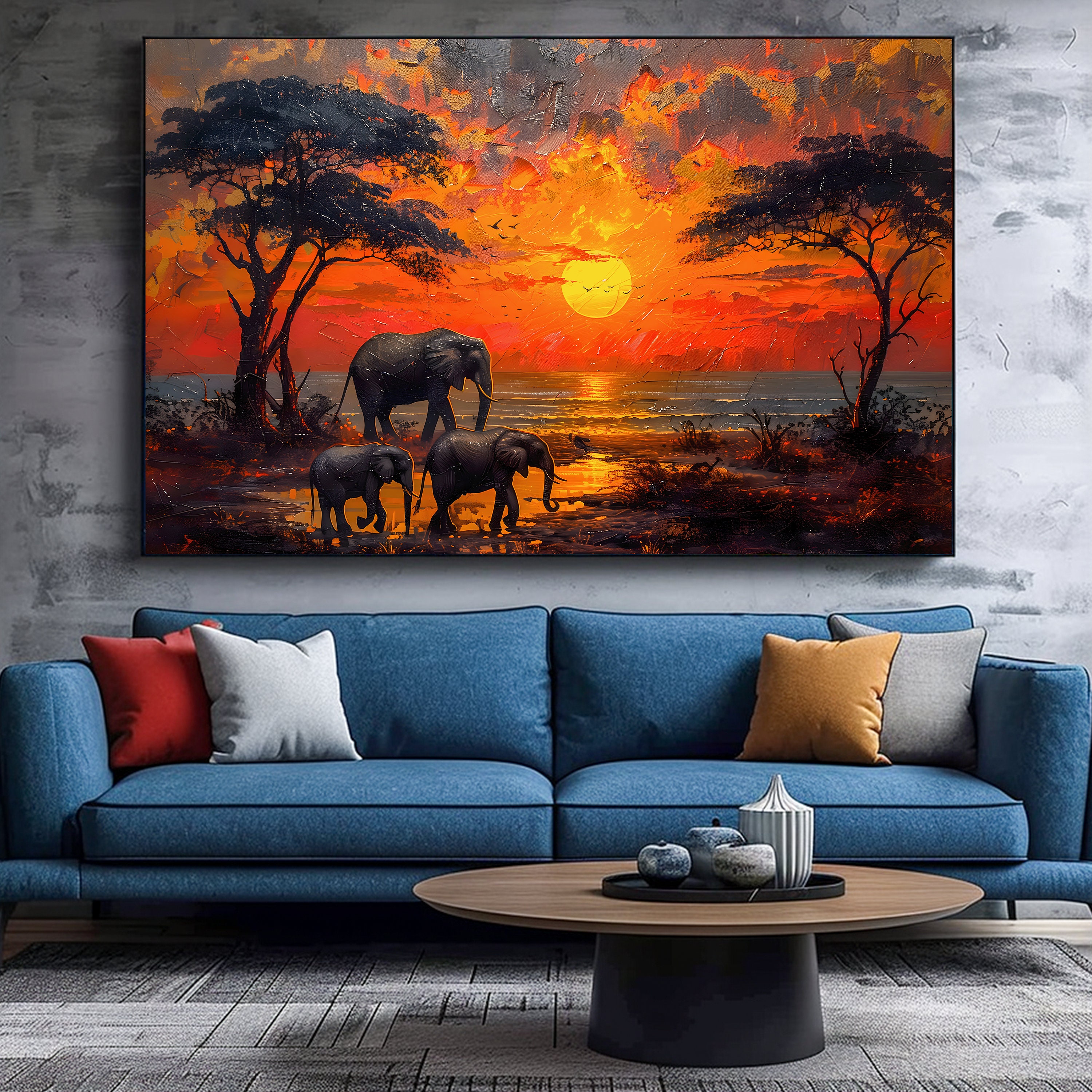 Large African Wall Art Canvas Print Modern African Landscape Painting Large African Wall Art Canvas Print Modern African Landscape Painting