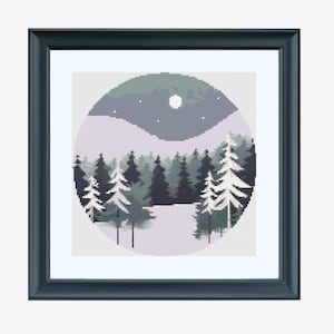 Winter Forest - Modern Cross Stitch Pattern - Intermediate - Downloadable PDF