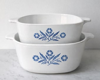 Vintage Corning Ware Blue Cornflower Casserole Duo Made in Canada | 4 & 7 Cup