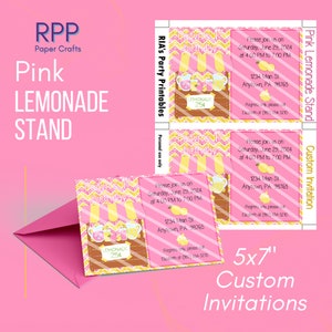 Pink Lemonade Stand  5x7&quot; Custom Invitations
