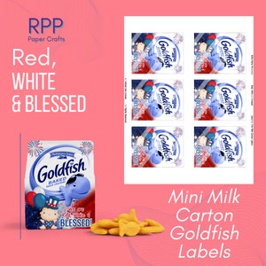 Red White & Blessed  Mini Goldfish Milk Carton Labels