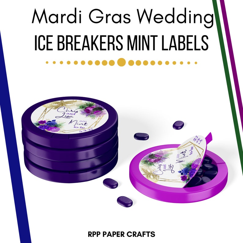 Mardi Gras Wedding Ice Breakers Mint Candy Labels Etsy