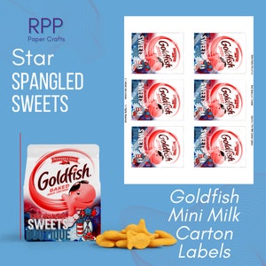 Star Spangled Sweets  Goldfish Mini Milk Carton Labels