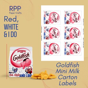 Rot Weiß & ich Goldfische Mini Milchkarton-Etiketten