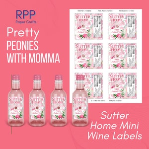 Pretty Peonies With Momma  Mini Wine Labels