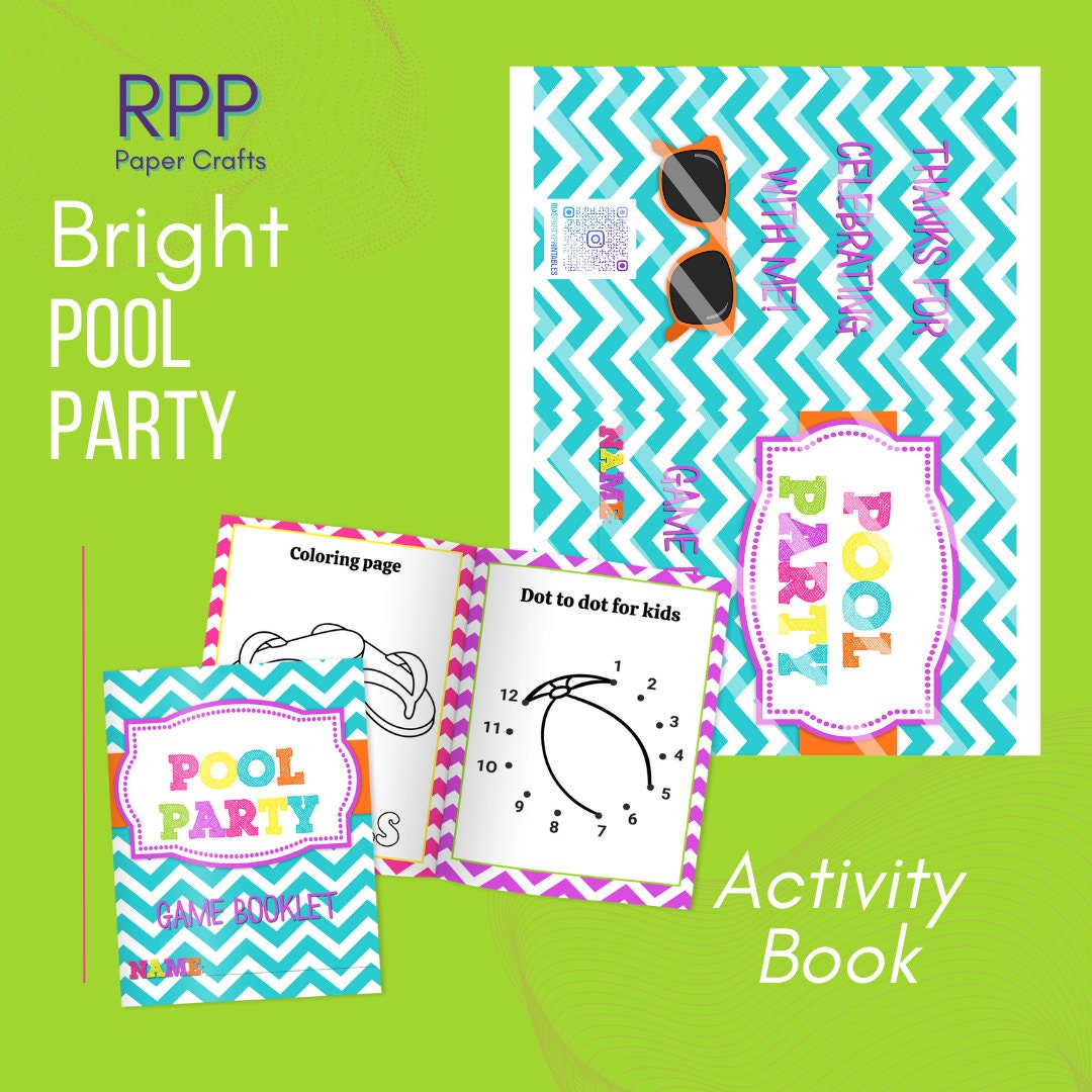 Bright Pool Party Games Booklet - Etsy