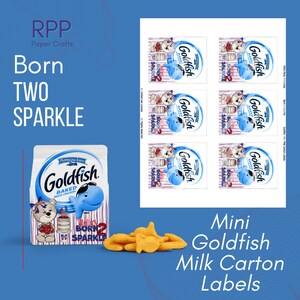 Born TWO Sparkle  Goldfish Mini Milk Carton Labels