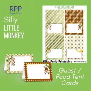 Silly Little Monkey  Guest / Food Tent Cards
