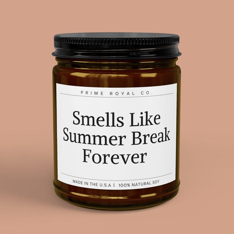 Kaars met pensioen leraar, ruikt naar zomervakantie voor altijd, cadeau gepensioneerde leraar, cadeau leraar pensioen, grappig cadeau leraar afbeelding 2