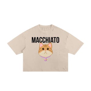 Macchiato CATure - (My Time at Sandrock Inspired) Frayed Boxy Tee - 250 GSM