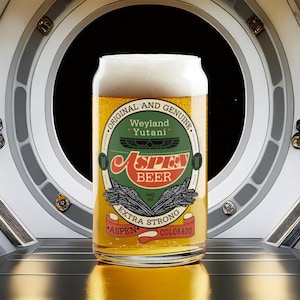 Alien Inspired &quot;Aspen Beer&quot; 16 oz Can-shaped Glass