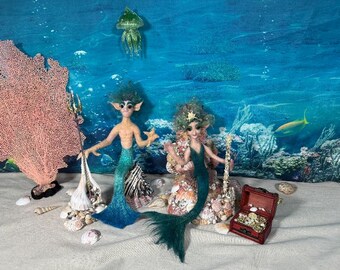 Under The Sea felted setup- mermaid & merman