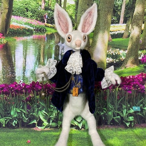 The White Rabbit- Alice In Wonderland- Felted animal