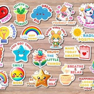 Pegatinas motivacionales bonitas, paquete de pegatinas de afirmación positiva, pegatinas inspiradoras impermeables para computadora portátil, diario, agenda, pegatinas de vinilo