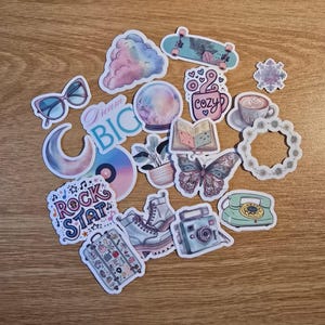 Pinterest Pastel Girl Sticker Pack, Downtown Girly Aesthetic Coquette Stickers, 19 Cute Vinyl Stickers for Planners, Journals, Scrapbooking