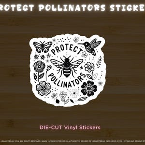 Bescherm bestuivers waterdichte vinylsticker, milieubehoud, red de bijen, vleermuisliefhebber, botanisch en op de natuur geïnspireerd ontwerp